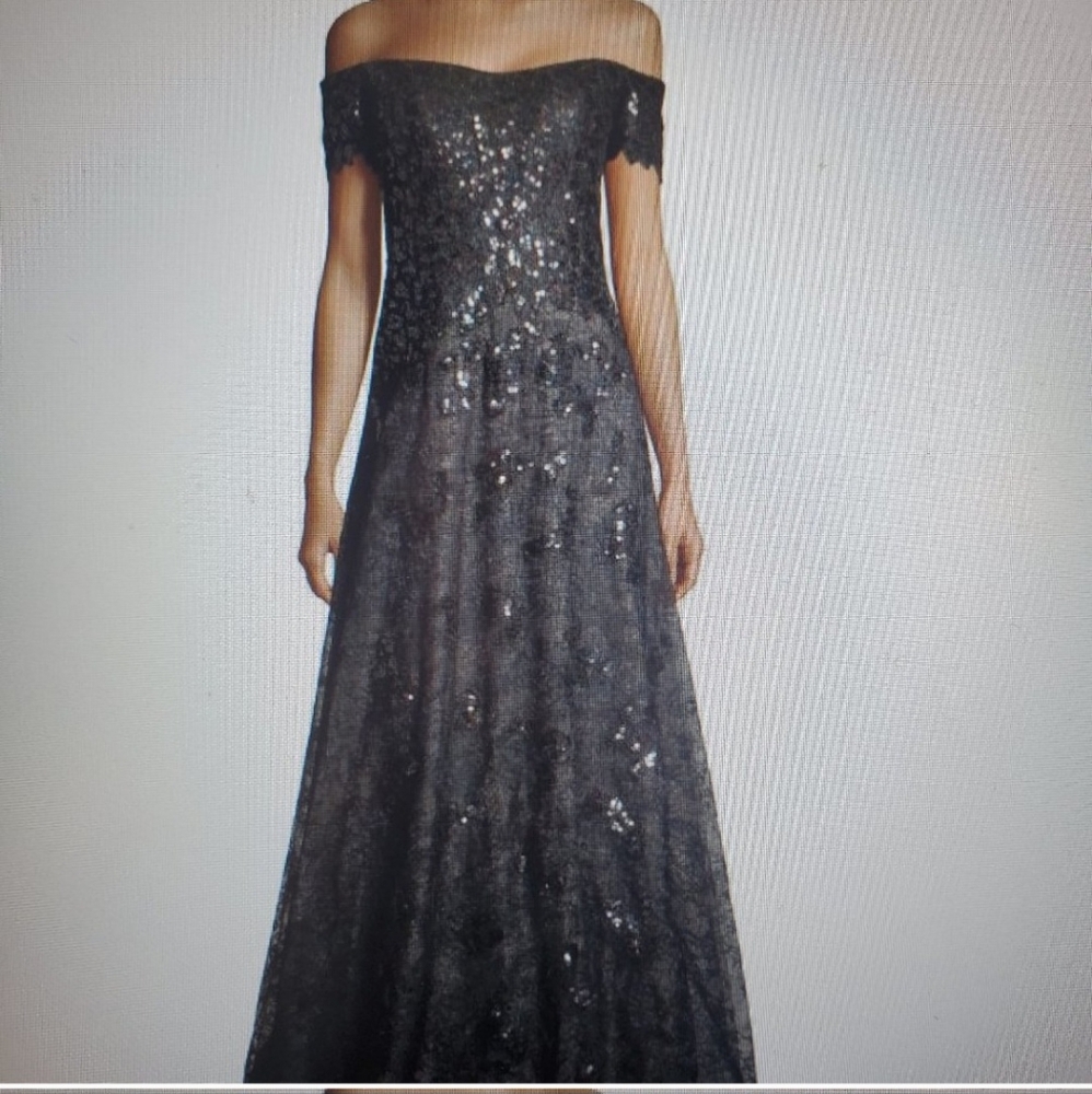 NWT Rene Ruiz Sz 14 Balck overlace with multi color sequins.